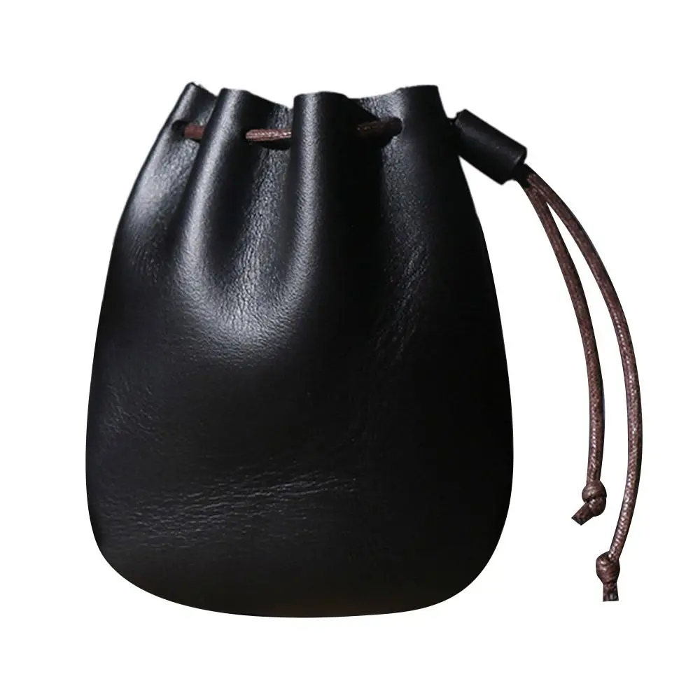 

Vintage Leather Coin Pouch Drawstring Strap Multicolour Storage Bag Purse Travel