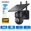 SECTEC 투야 태양광 PTZ 카메라 보안 와이파이 CCTV 무선 방수 감시 카메라, 야외 야간 투시, 3MP 1