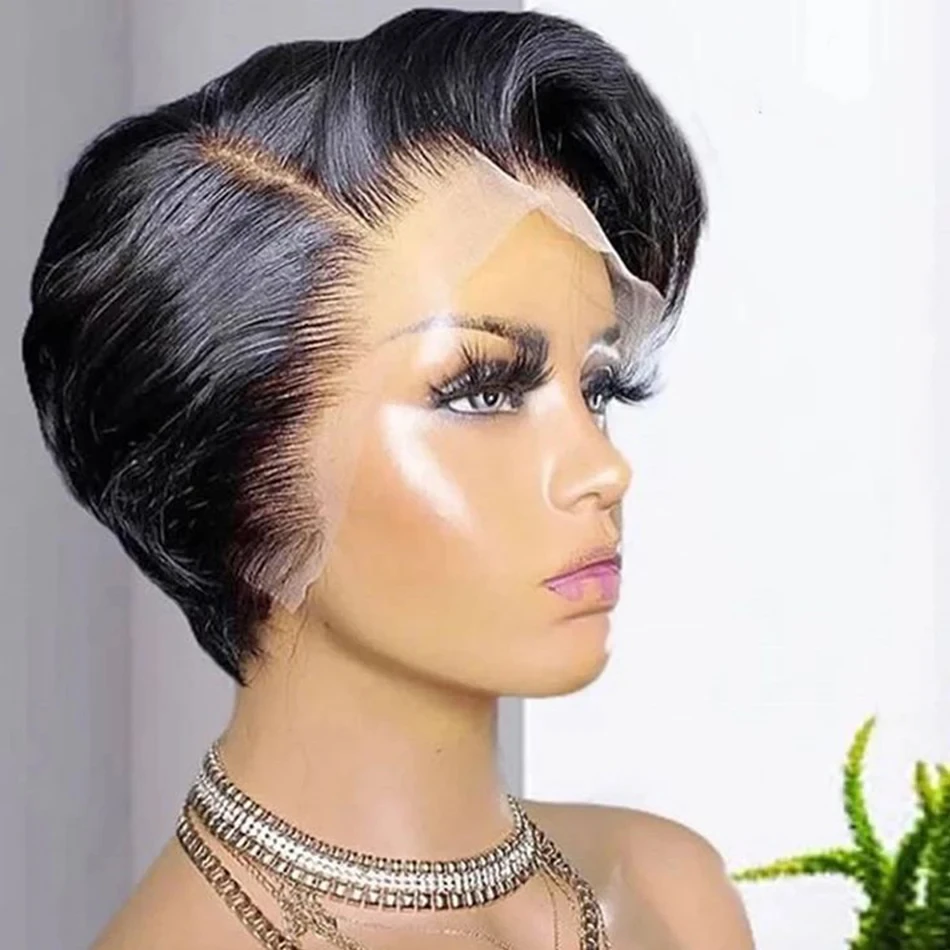 

Pixie Cut Wig Transparent Lace Human Hair Wigs For Women Straight Short Bob Wig Lace Wig Prepluck Brazilia Human Hair