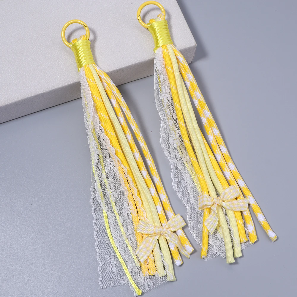 Lace Braided Lanyard Keychain with Bow Pendant