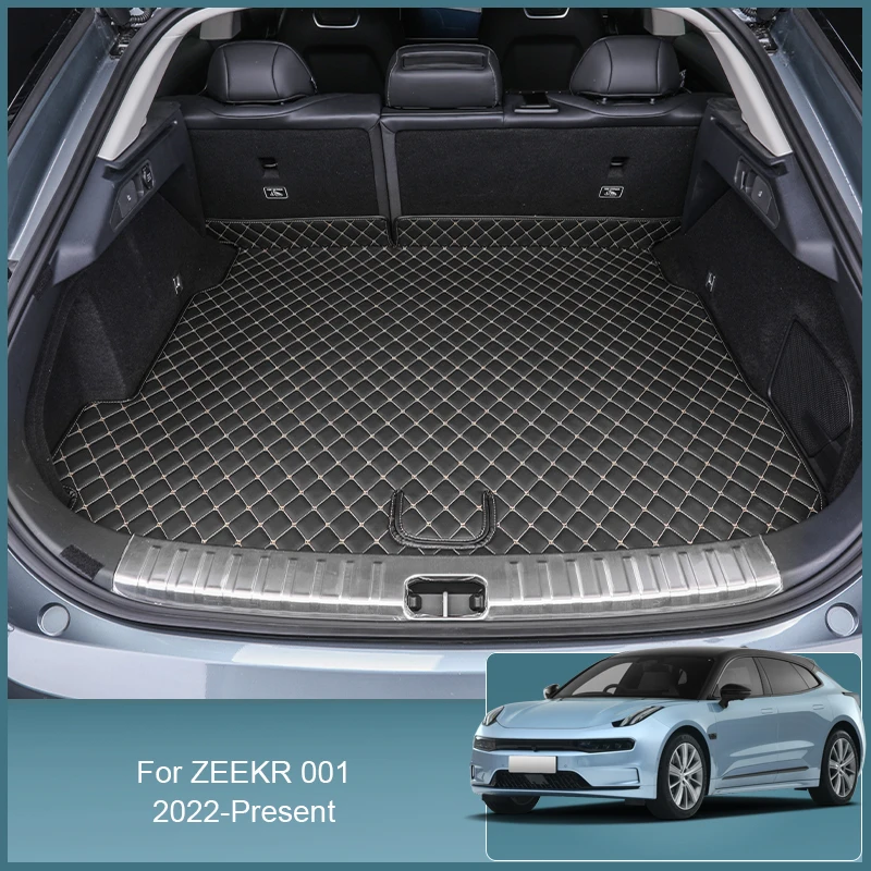 

1pc Car PU Leather Trunk Mat Rear Liner Cargo For ZEEKR 001 2022-Present Waterproof Carpet Tray Protector External Accessory