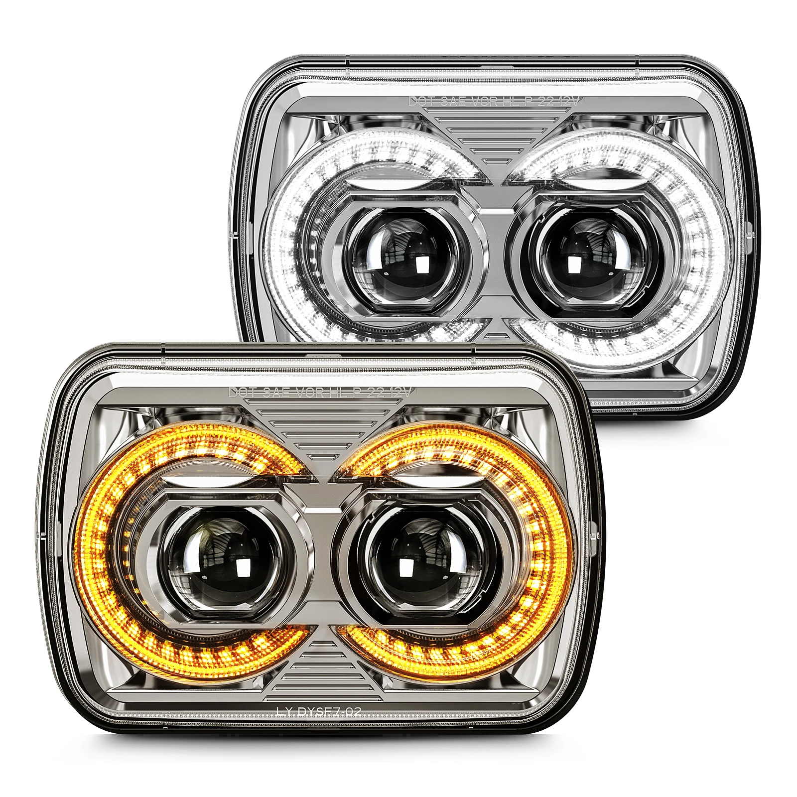 

90W 5x7 7x6 Inch Rectangular LED Headlight White DRL Amber Turn Signal For Jeep YJ Cherokee XJ Patrol Y60 Truck 4x4 Offroad