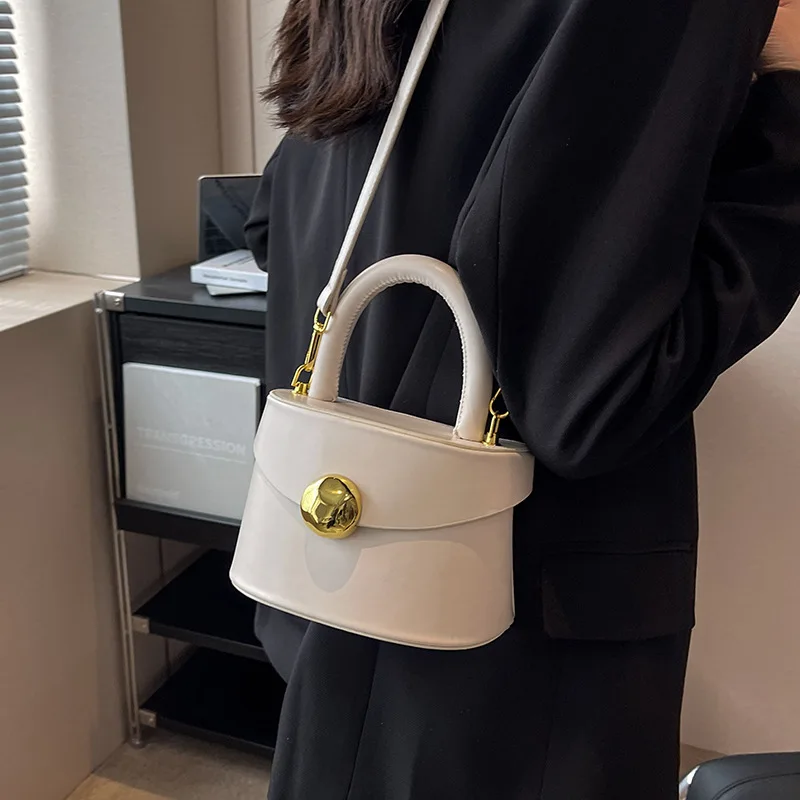 Shoulder Bag PU Leather Texture Bags for Women Small Mini Bucket Bag Summer Trend All-match 2023 New Crossbody Bag Solid Color