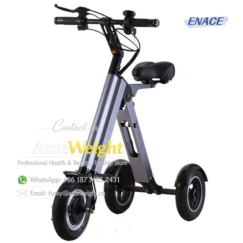 Super Lightweight Folding Aluminum Alloy 3-Wheel Mobility Scooter, Lithium Battery Electric Tricycle for Disabled & Elderly
