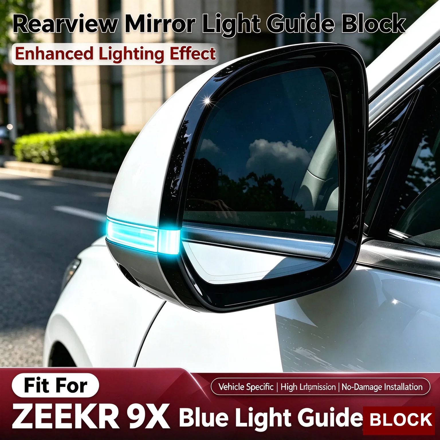 Rearview Mirror Small Blue/Yellow Light Guide Block for ZEEKR 9X  Intelligent Driving Assist Steering Light
