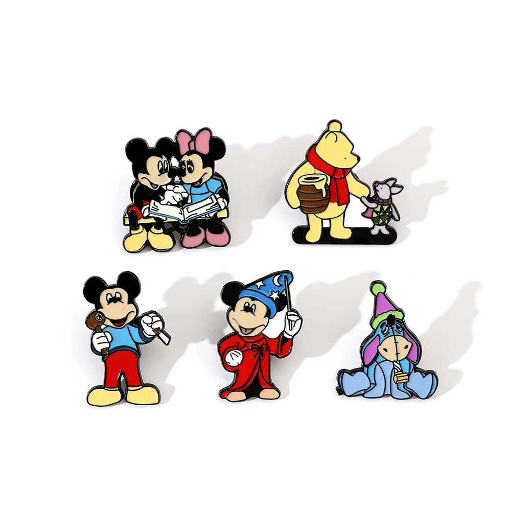 

Mickey Minnie Mouse Cute Winnie Pooh Eeyore Enamel Pin Brooch on Backpack Accessories Lapel Pins Decorative Jewelry