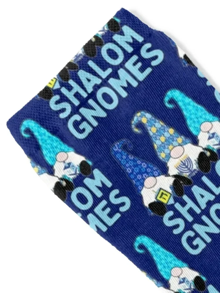 Shalom Gnome 3 Hanukkah Gnomes Elves Cute Blue Dreidel Hats Socks winter gifts loose Men Socks Women's