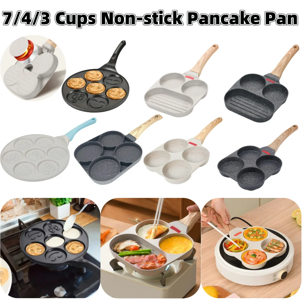 7/4/3 Cup Non-stick Small Pan Hamburger Breakfast Pot Household Pancake Egg Omelet Crepe Frying Pan Griddle Mini Pancakes Maker