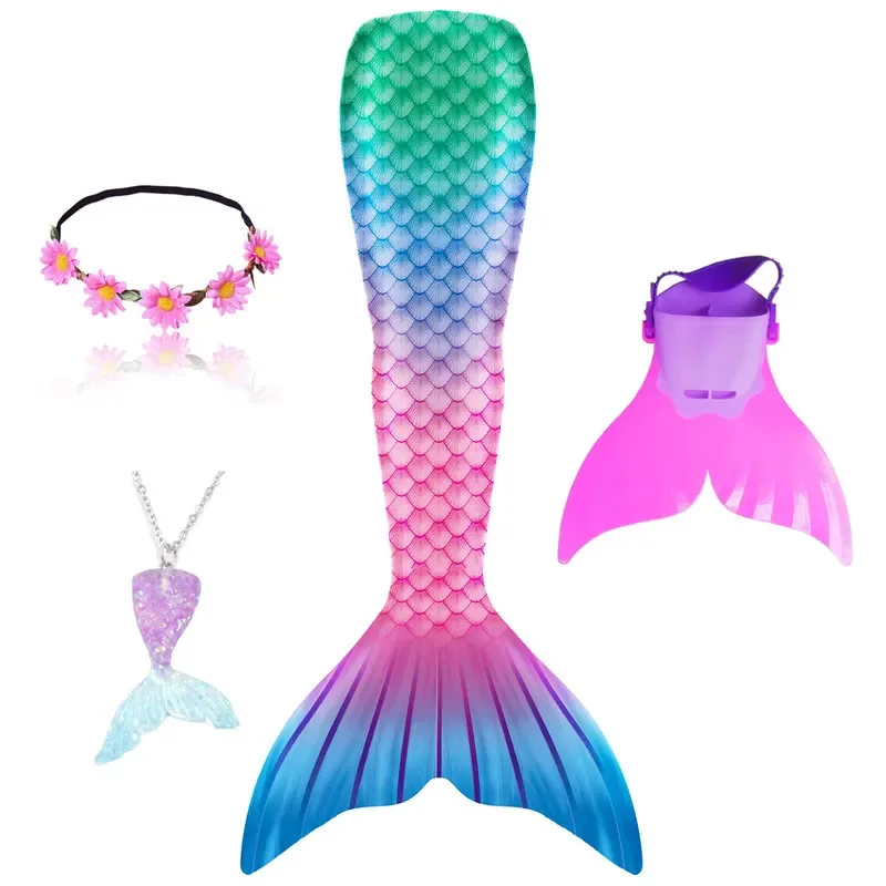 성인 어린이 수영 인어 꼬리 핀 추가 할 수있는 할로윈 의상 선물 소녀 여성 수영복 비치 비키니 착용 수영복