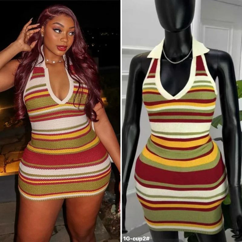 

Traffic 2025 New 2025 Hot-Selling Autumn New Sleeveless Slim Backless Halter Crochet Short Dress Women