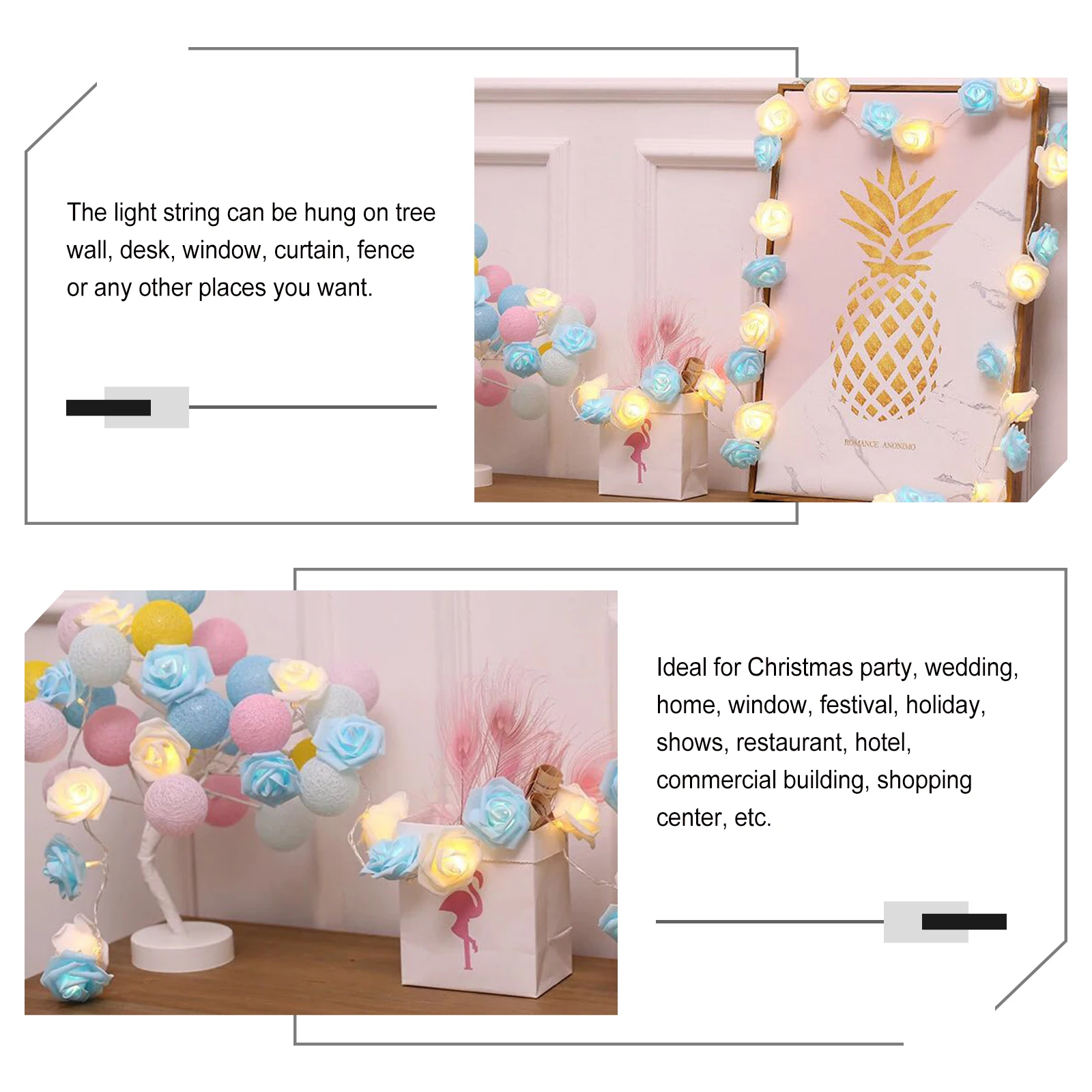 Guirnalda de luces LED con forma de rosa romántica, lámpara de hadas, decoración del hogar para fiesta, Festival, boda, ventana, decoración de luz, 1 Uds.