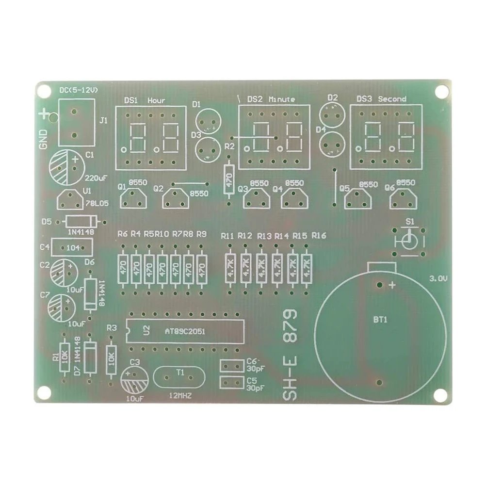 6 Bits Digital LED Electronic Clock DIY Kits PCB Soldering Practice Learning Board AT89C2051 FR-4 for Arduino