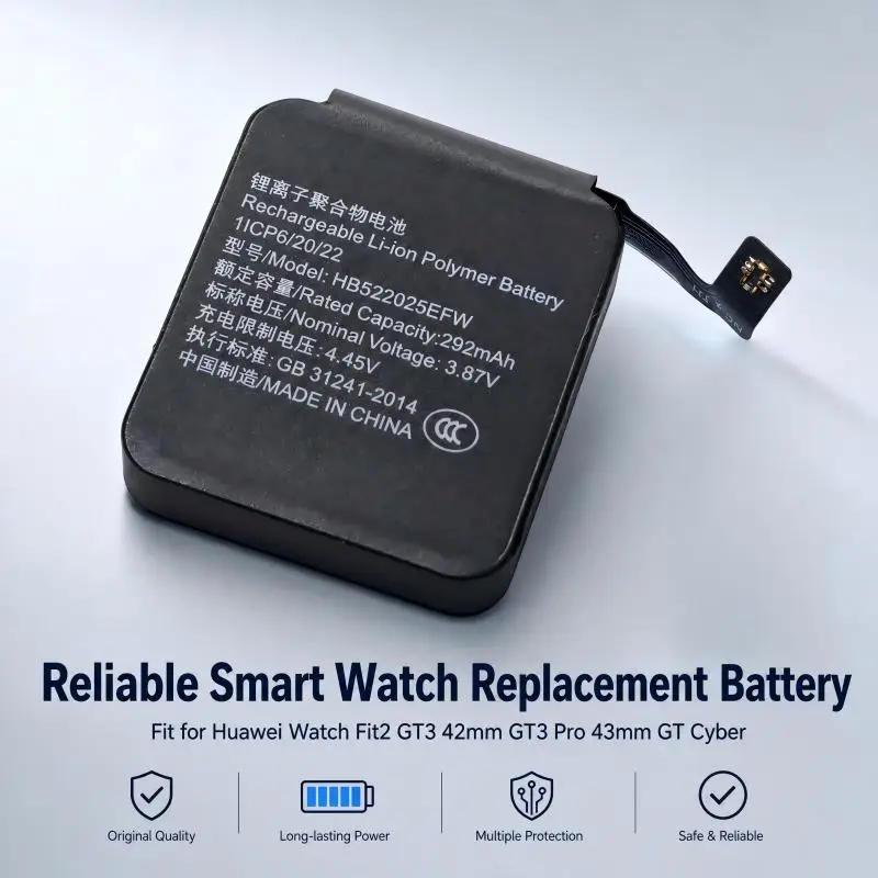 HB522025EFW Rechargeable Lithium‑Polymer Battery 3.87V Fit for Huawei Watch Fit2 GT3 42mm GT3 Pro 43mm GT Cyber Smart Watch