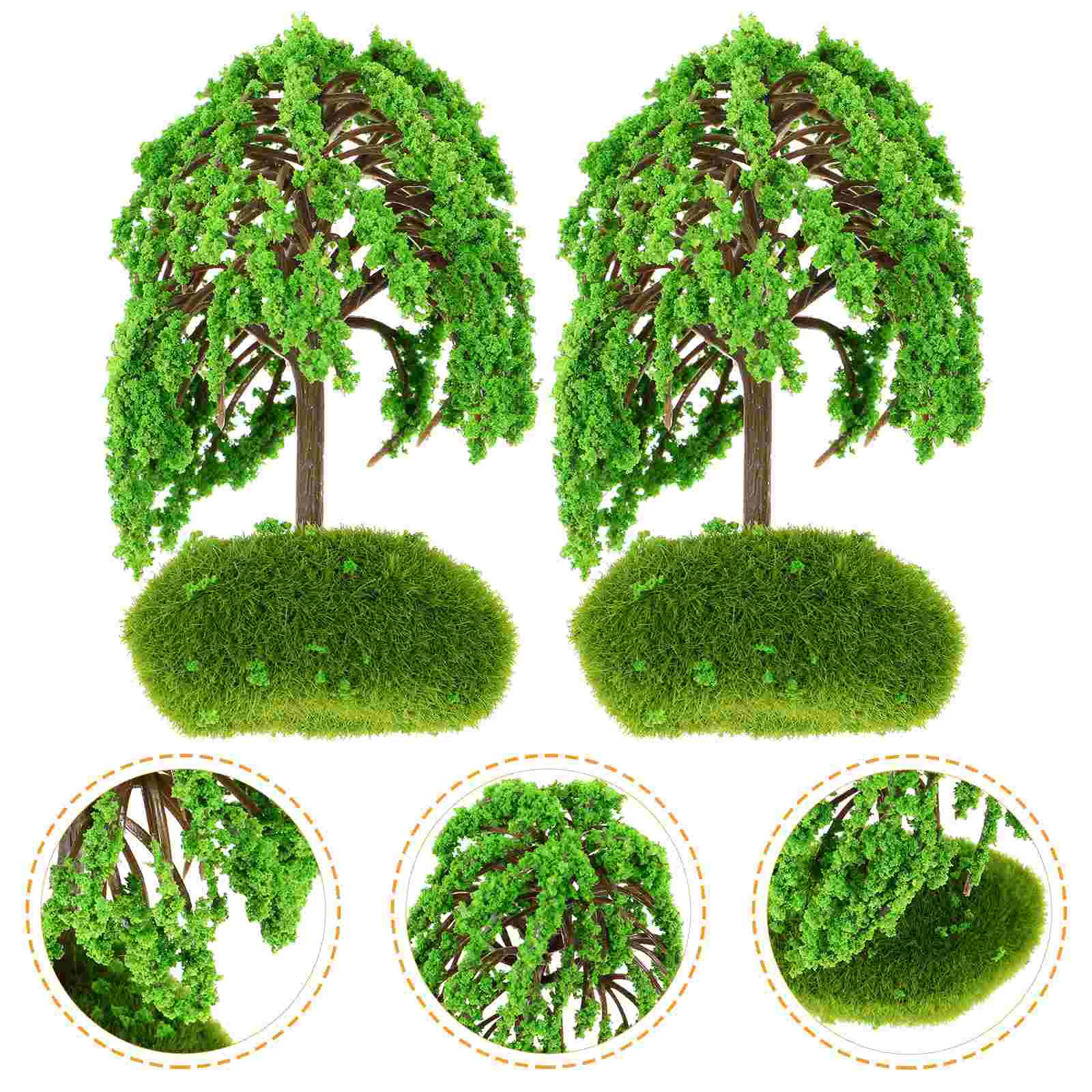 2 Pcs Tree Model Train Trees Miniature Diorama Artificial Simulation Plant Adornment Scenery DIY Decor Toys