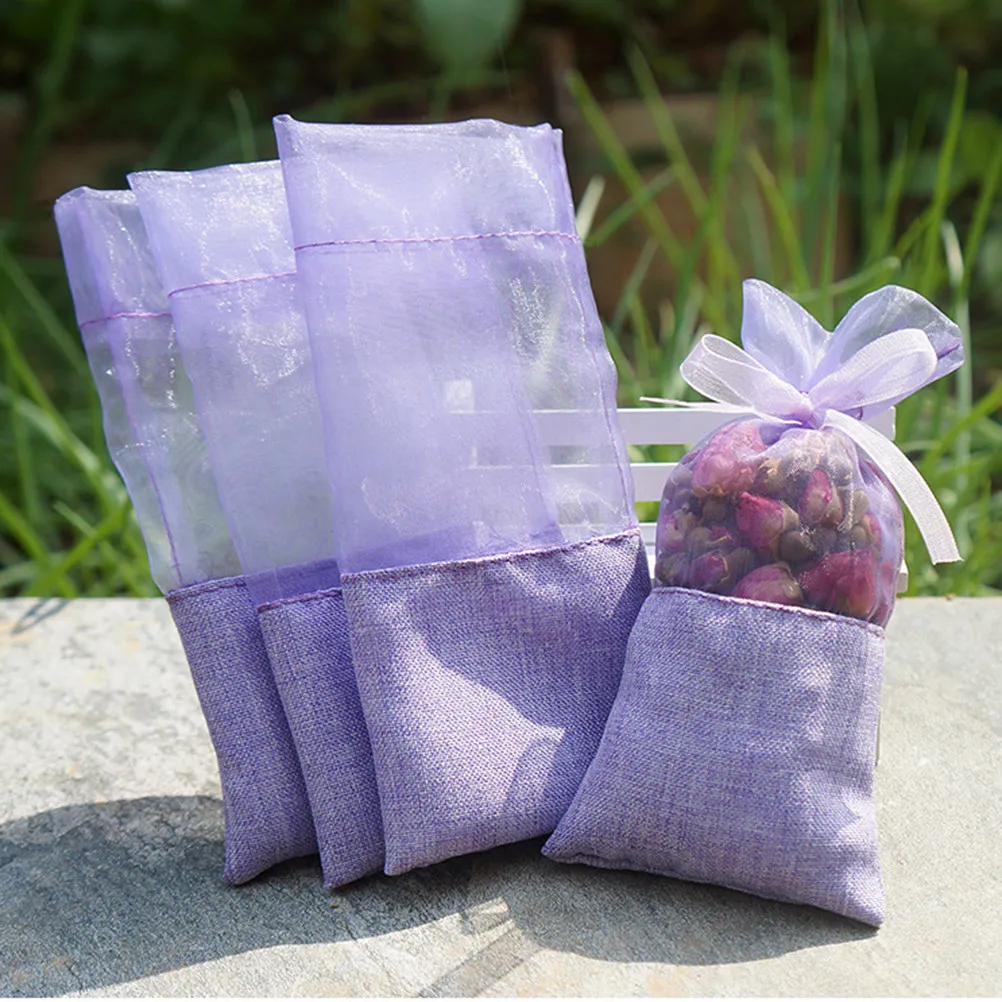 10Pcs Lavender Scent Bags Premium Organza Cotton Drawstring Pouches for Dried Herbs Wedding Favors Candy Gift Party Decor Moth