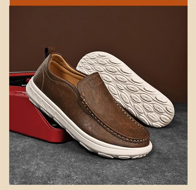 Neue Leder männer Müßiggänger Luxus Männer Casual Schuhe Mode Leichte Fahren Schuhe Atmungsaktive herren Schuhe Handgemachte Flache Schuhe – Detail 3