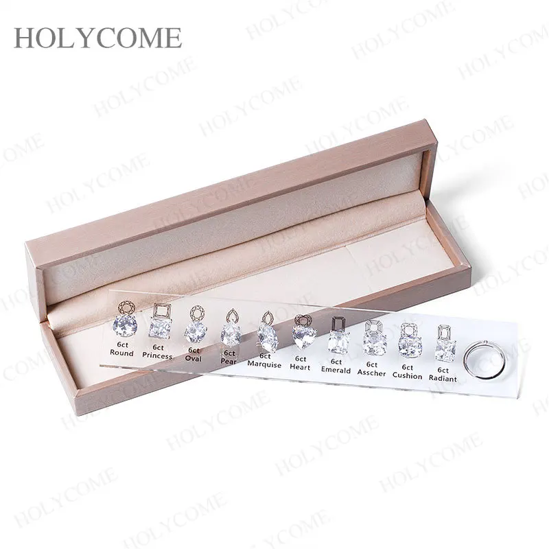 Diamond Size Comparison Tool Jewelry Store Ring Sizer Master Set 10 Shapes 2-6CT White CZ Stones with 20pcs Magnetic Ring Mounts