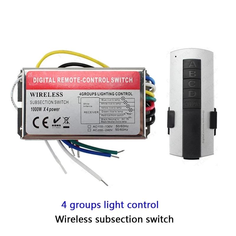 4 6 Channel Wireless Subsection Switch Controller High voltage 110V 220V 1000W/CH Digital RF Sensitive Remote Control