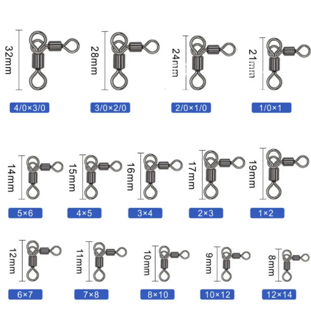 ORJD 10-50pcs 3 WAY ตกปลาหมุน Snap Rolling สามเหลี่ยม Rolling Fishhooks ตกปลา Connector Pesca Emerillon อุปกรณ์เสริม