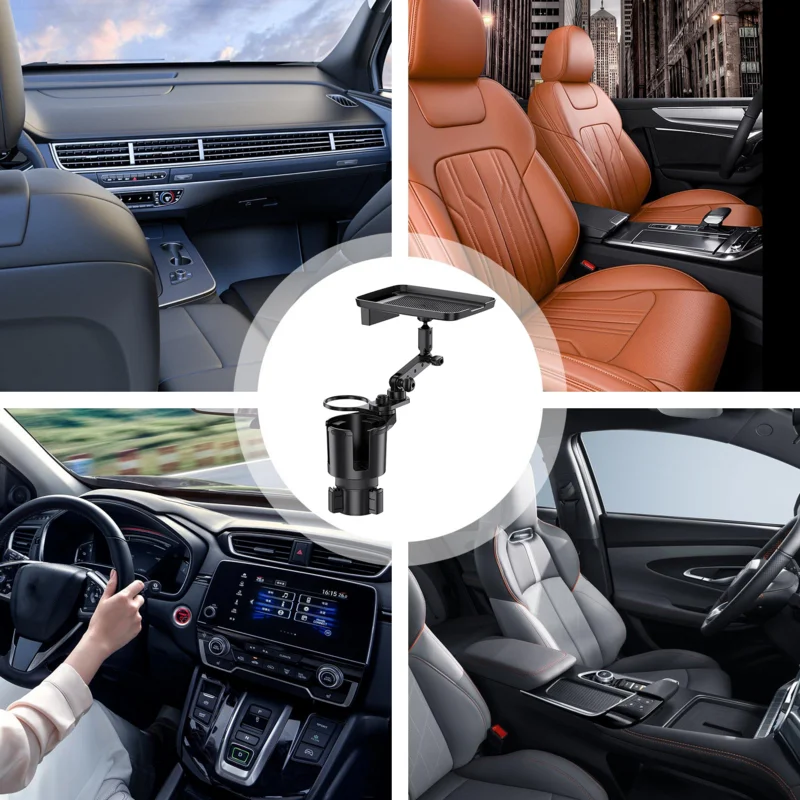 Auto Drink Holder Expander Drink Holder Eating Trays Car Drink Cup Base 360 Rotation Car Gadgets Multifunctional For Drive Road