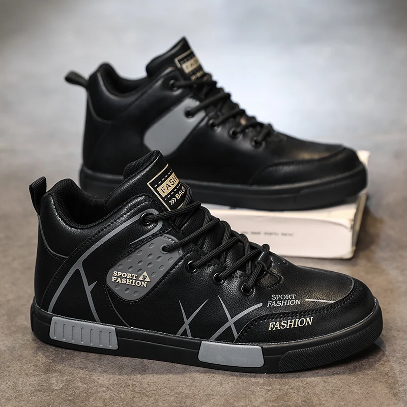 

Leather Men Shoes Sneakers Trend Casual Shoes Breathable Leisure Male Sneakers Men Non-slip Footwear Men Skateboarding Shoes