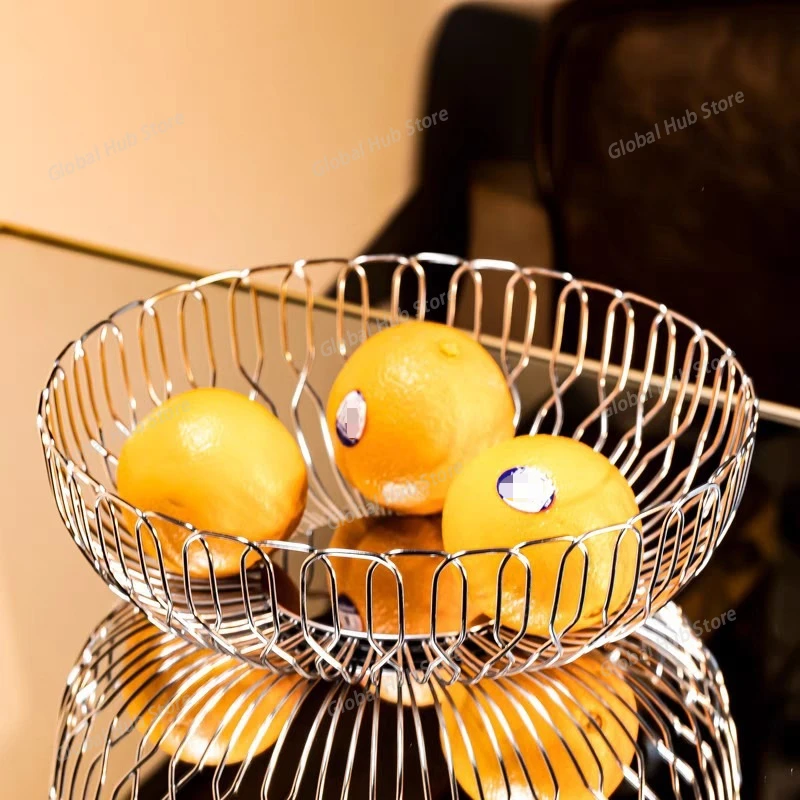 Nordic Stainless Steel Fruit and Vegetable Basket, Bread Baskets for Kitchen, Restaurant, Hotel, Coffee Table, Home Decoration