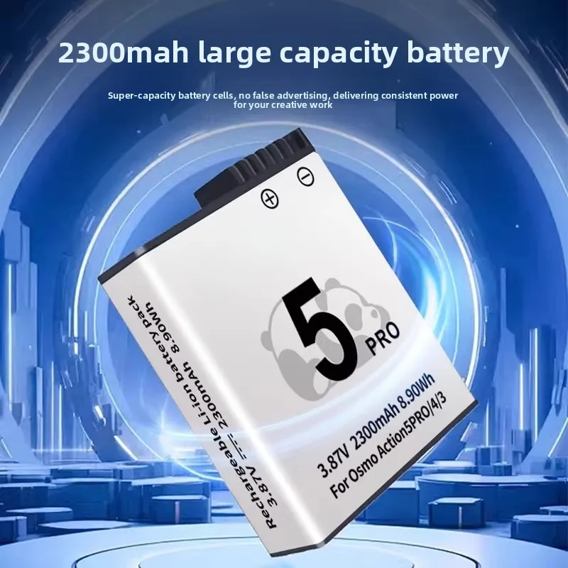 New 3.87V 2300mAh 8.90WH Battery for DJI Action5pro/4/3 Long-Life Rechargeable Cold Electrode Battery for Osmo Action Cameras