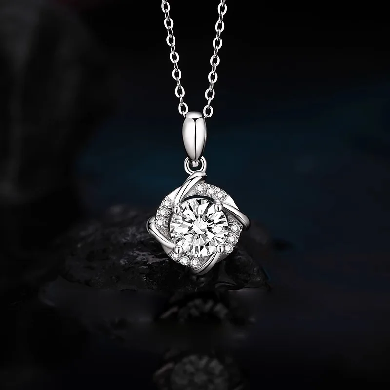 925 sterling silver windmill necklace, female simulation gemstone, moissanite pendant, temperament, collarbone necklace accessor