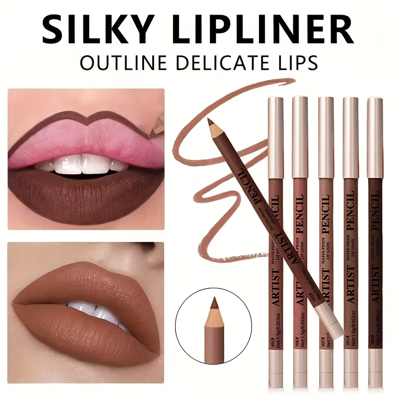 ชุดดินสอเขียนขอบปาก 6 ชิ้น/ชุด & ลิปสติกเนื้อแมทติดทนนาน กันน้ำ ชุดลิปสติกและดินสอเขียนขอบปากสำหรับผู้หญิง เครื่องสำอางแต่งริมฝีปาก