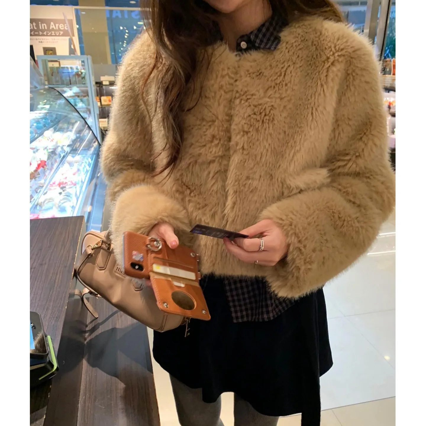 Manteau de fourrure ort pour femmes, automne-hiver 2021, INS Dongda Gate, chaud, Protection de l'environnement, fourrure en cuir, haut moelleux, pour les déplacements