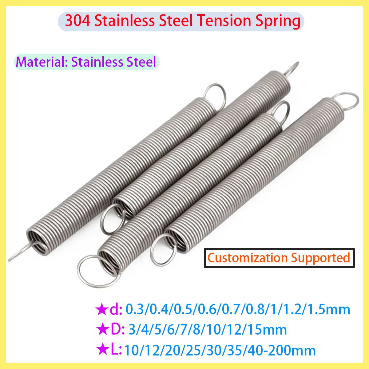 

304 stainless steel double hook small tension spring outer diameter 3/4/5/6/7/8/10/12/15mm