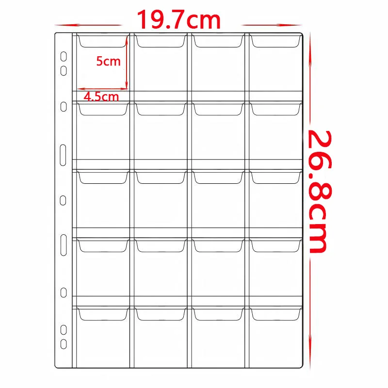 12/20/30/42 Grid Coin Collection Book Inner Page Loose-leaf Pvc Coin Collection and Storage