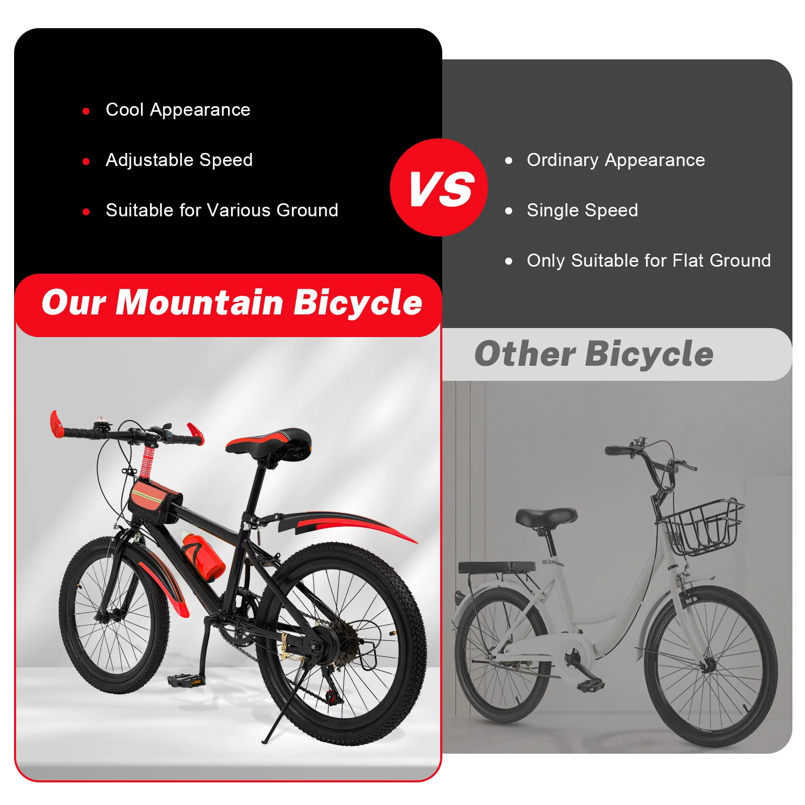 Mountain Bike 20 Inch Children's Bicycle with Mudguards 7 Speed Mountain Bike for Boys and Girls