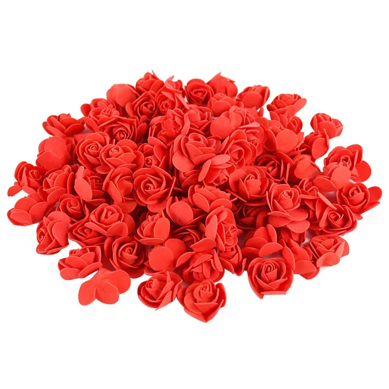 50/100/200Pcs Teddy Bear of Roses 3cm PE Foam Rose Head Artificial Flower Home Decorative Wreath Wedding Valentines Day DIY Gift