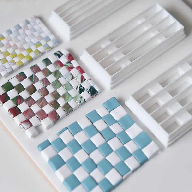 3 Sizes Checkerboard Polymer Clay Bar Cutters | Lattice Stripe Soft Pottery Molds DIY Earring Pressed Lines Jewelry Making Tools