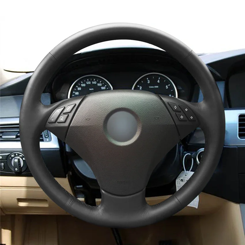 

DIY Hand-Stitched Non-slip Artificial Leather Steering Wheel Cover for BMW 530 523li 525 520li 535 545i E60 Interior Accessories