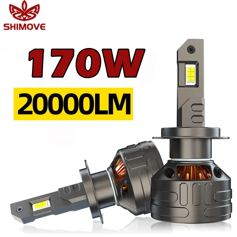 H7 H11 H4 Car LED Headlights 170W Fog Lights H1 HB3 9005 6000K HB4 9006 Turbo Lamps Canbus With fan cooling 360° reconcile