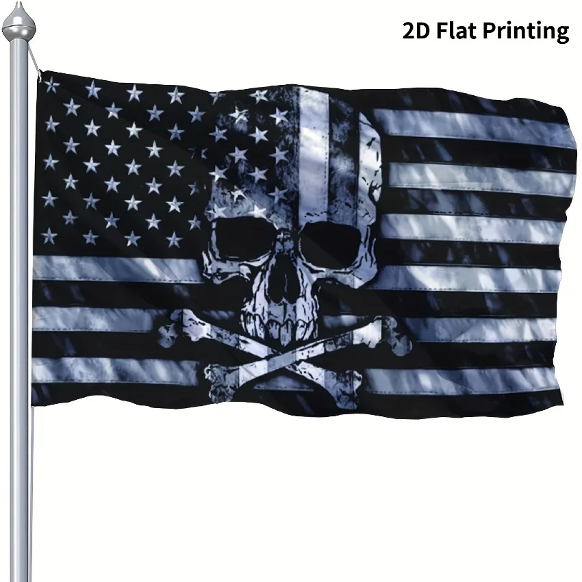 Crossbones Pirate Flag Double Sided Black White UV Fade Proof American Banner Man Cave Wall Decor Indoor Outdoor 3x5 Ft
