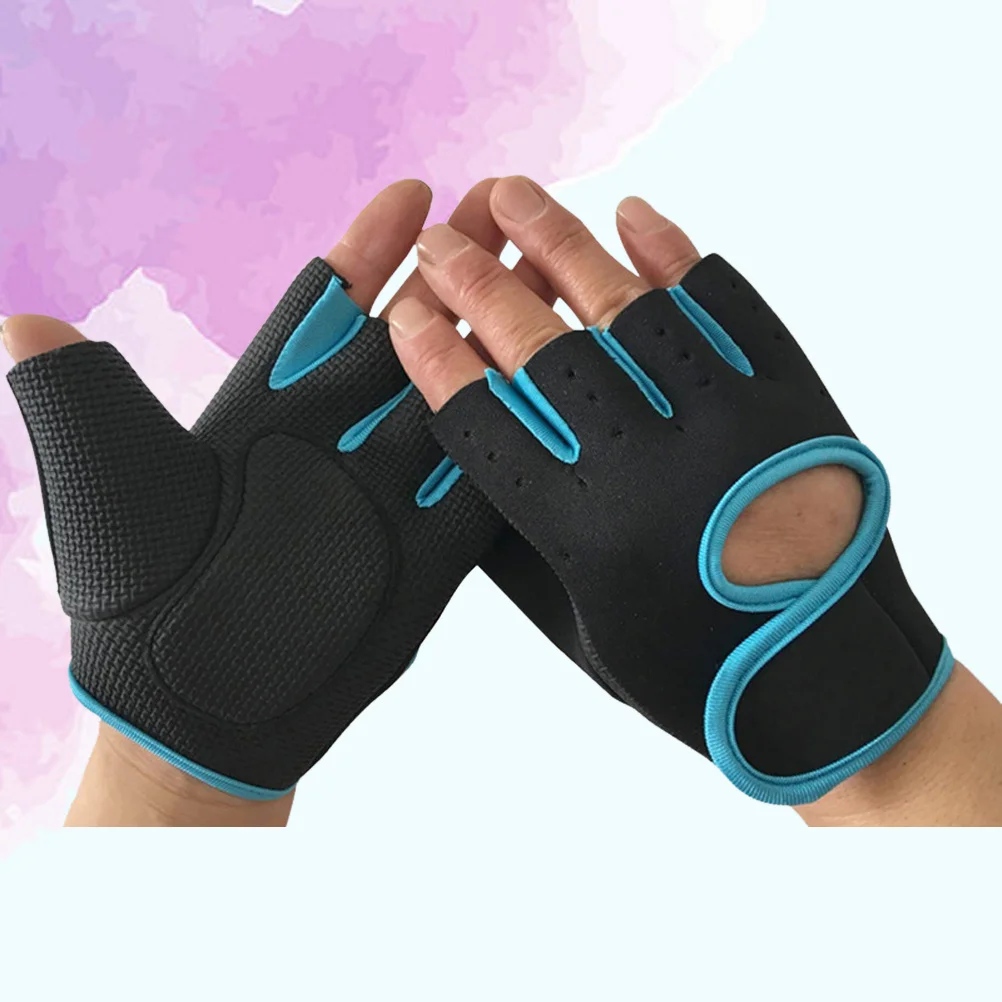 

Cycling Gloves Half Finger Size L Black Blue Adjustable Buckle Premium Material Antiskid Gym Sports Weight Lifting Fitness