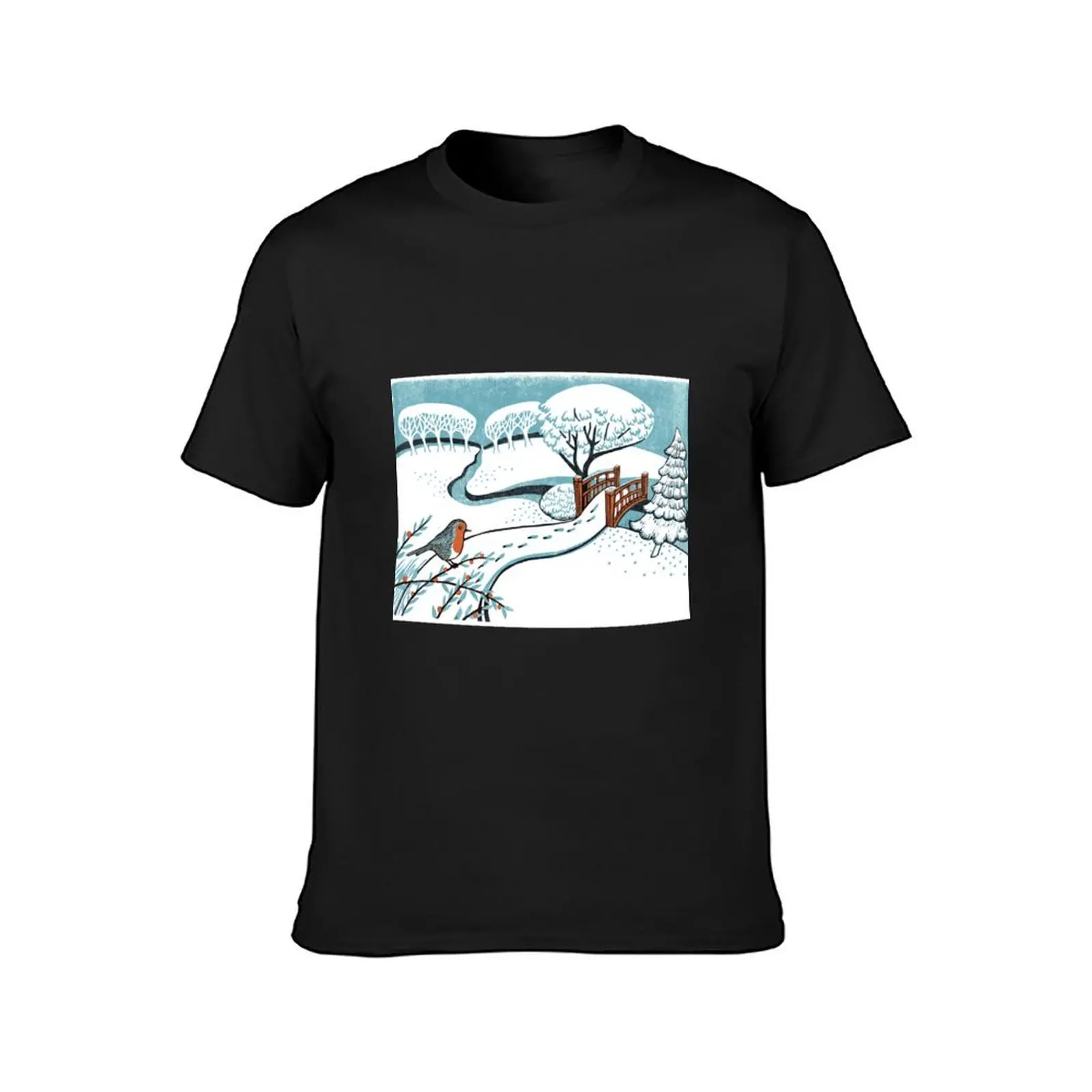 Snow, Bournemouth Gardens - linocut by Francesca Whetnall T-Shirt plus size tops boys whites anime mens plain t shirts