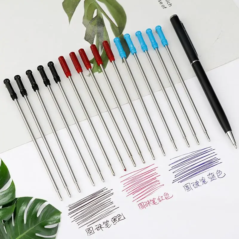 50/5 pcs/lot Rotating Metal Pen Red Black Blue Ink 11.6cm Refill Special Ballpoint Pen Refill Rod Cartridge Core Ink Stationery