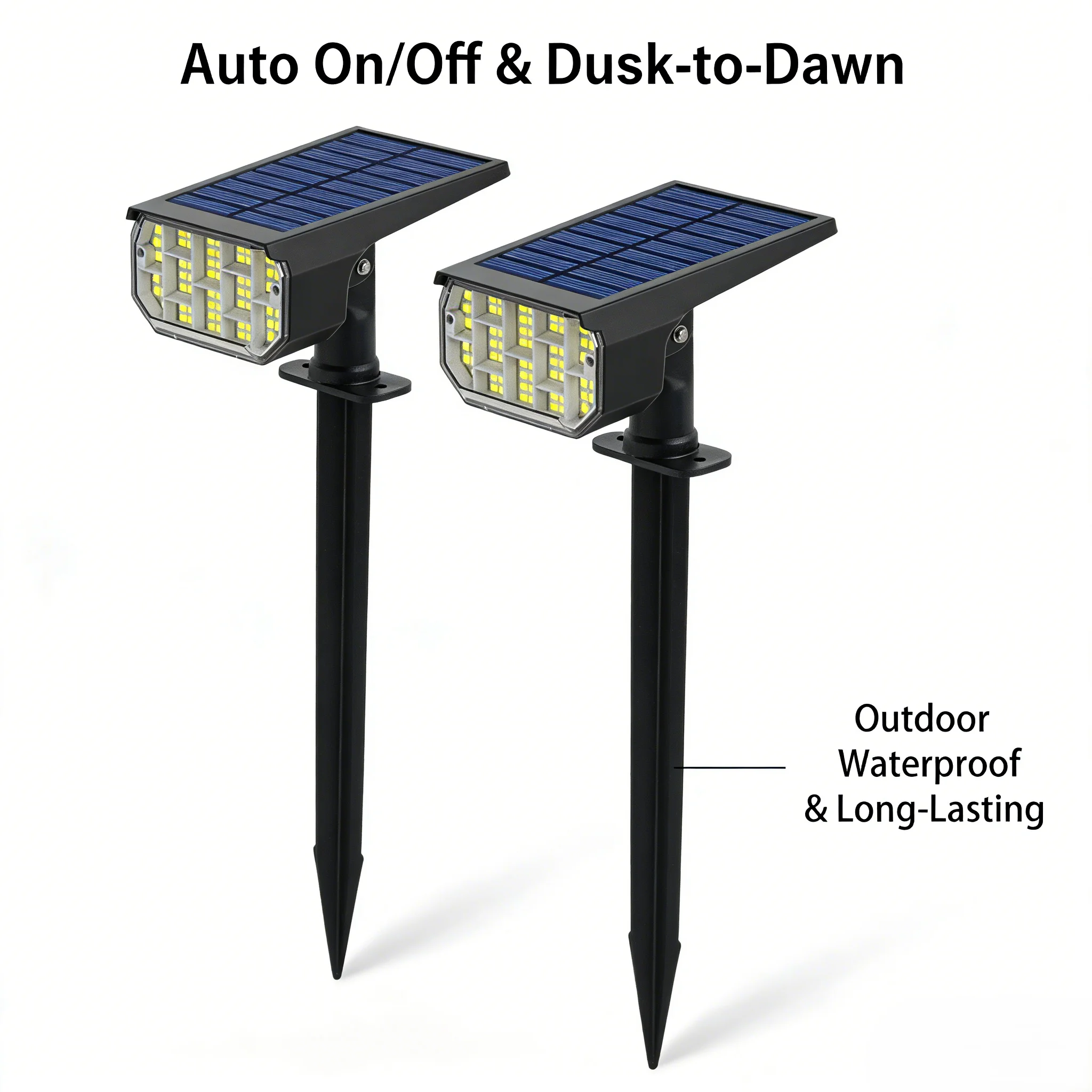 2パック-ソーラーランドスケープスポットライト-132個のled-3つのモード-歩道、中庭、庭園、私道に最適
