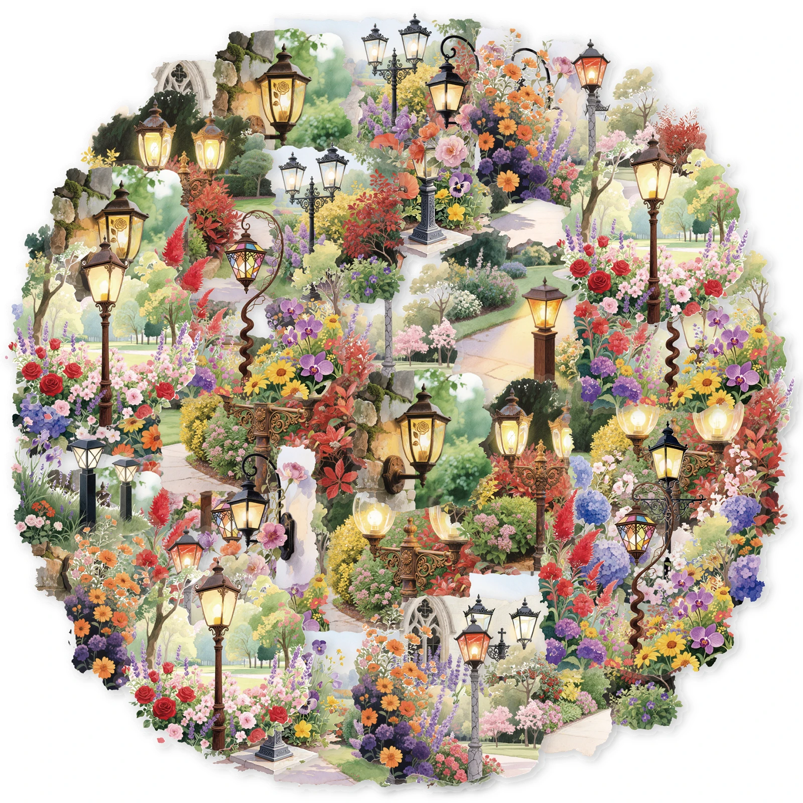 15pcs Vintage Alley Pattern Sticker Pack for Scrapbooking, Photo Albums, Phone Cases, Luggage, DIY Journals, Stationery Stickers