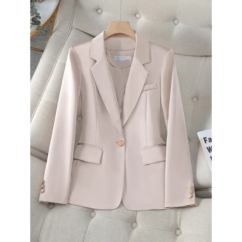 Blazer de bureau à manches longues pour femmes, veste noire, abricot, violet, rouge, bouton unique, vêtements de travail féminins, manteau formel