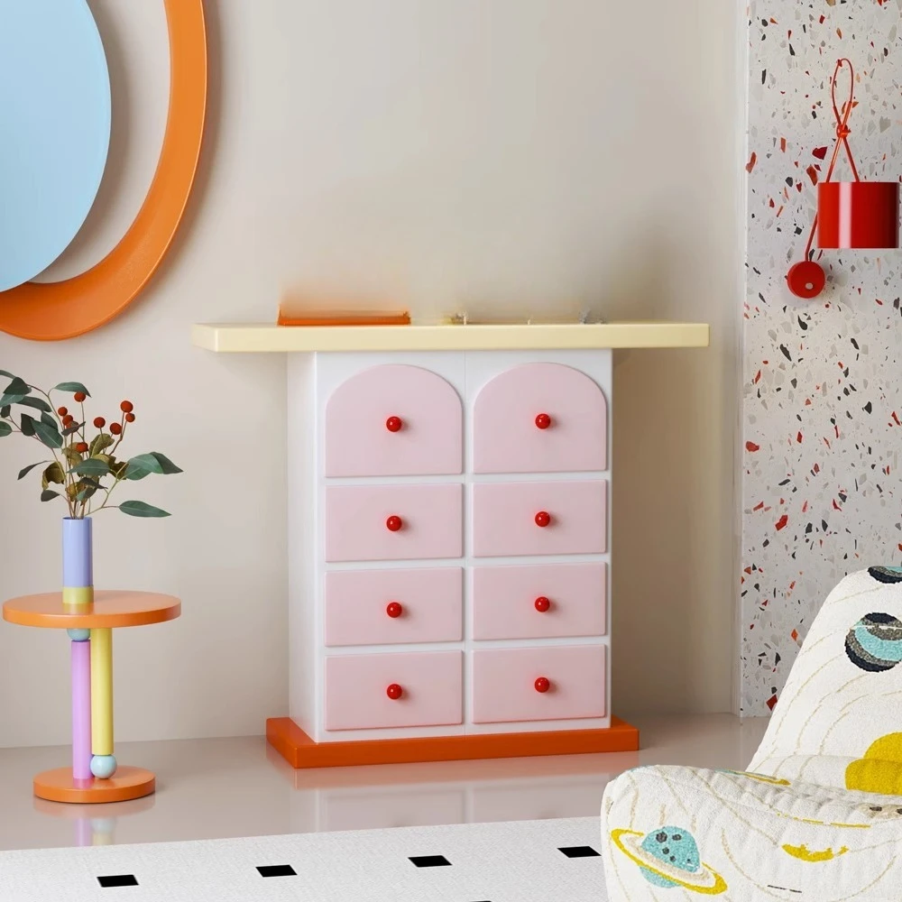 Dopamine contrasting color color eight-bucket cabinet, living room porch cabinet, home storage, homestay corridor storage