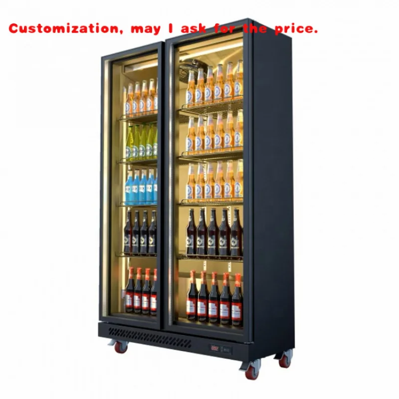 custom.Two-door Full-screen Wine Cabinet Bar Convenience Store Restaurant Commercial-cooled High Quality Glass Door Display