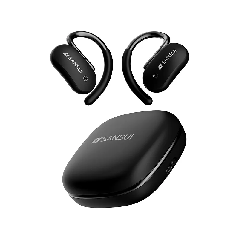 

Наушники SANSUI Open-Ear с креплением на ухо, воздушной проводимостью, Bluetooth 5.4, шумоподавлением ENC, длительным временем работы от батареи, водонепроницаемостью IPX5 для спорта