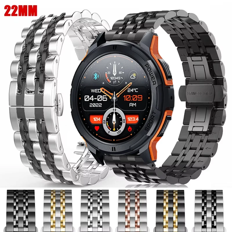 22mm Luxury Stainless Steel Strap For C25 C26 Smartwatch Bracelet Correa Band For New C20 Pro C25 C26 Men Metal Band Accessories