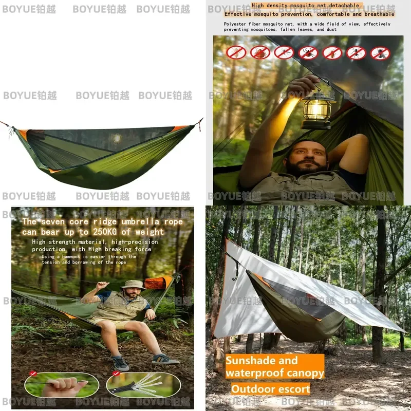 Outdoor Camping Hammock With Mosquito Net Garden Portable Awning Tent Sleeping Hanging Hammocks Swing For Nature Hike Canopy