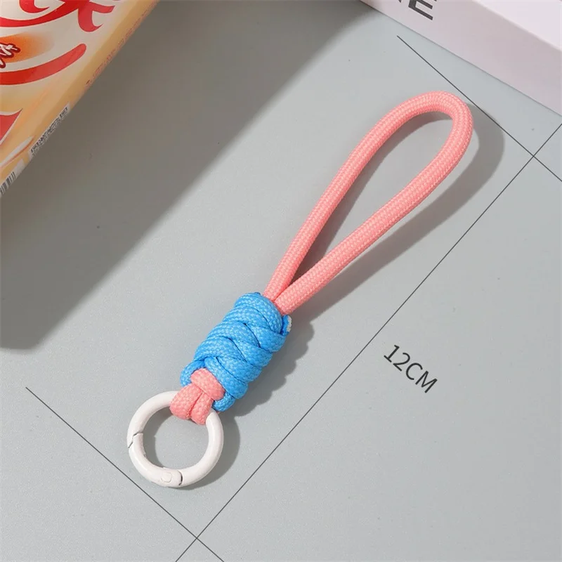 Color blocked knotting mobile phone lanyard creative short woven phone case keychain detachable anti loss lanyard 12CM